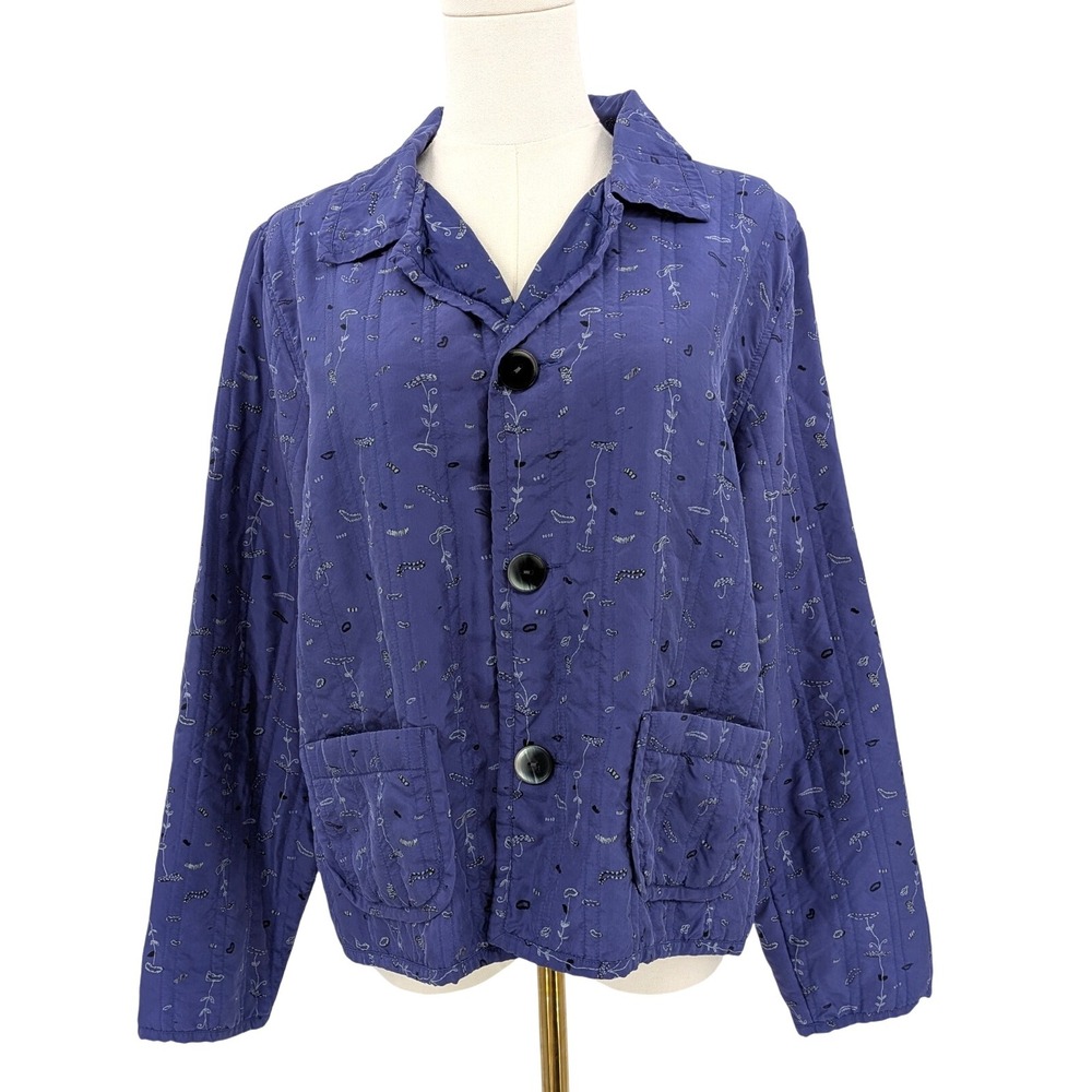 Vintage Chico's 100% Silk Jacket Women's Size 1 Purple‎ Quiet Luxury Artsy Boho